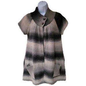 RXB Cardigan Sweater (M) Two-Button Neck Close GREY/BEIGE Ombre Fade Pockets Y2K
